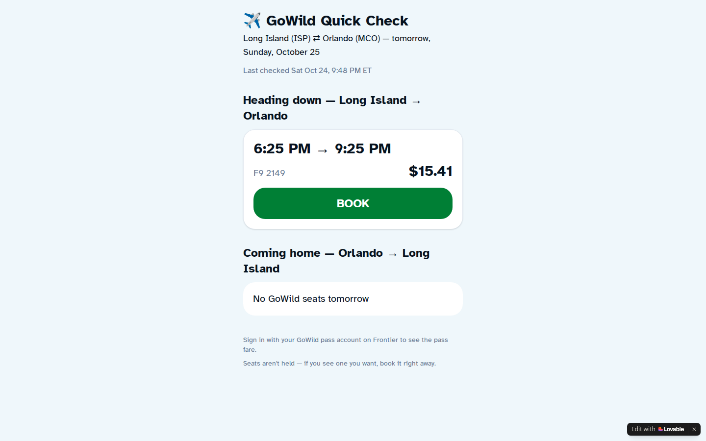 GoWild Quick Check preview